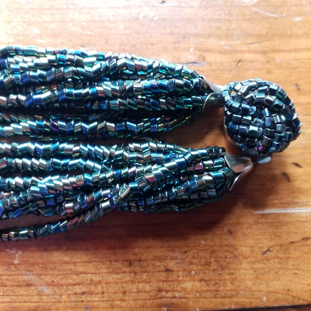 Multi-Strand Glass Bugle Bead Torsade Necklace